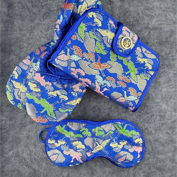 Baby Phat Other - Baby Phat Oriental Blue Purse Slippers Size S (5-6) Sleeping Mask Travel Set VTG